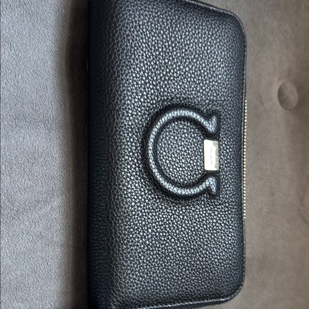 Salvatore Ferragamo Black Leather Wallet with Textured Finish